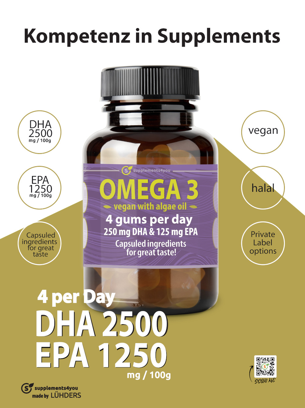 Omega 3 with 2500mg DHA/100g and 1250 EPA/ 100g